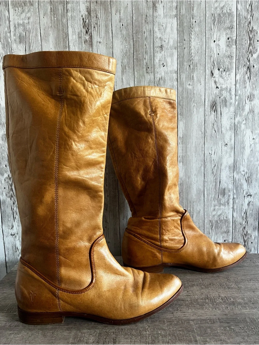 Frye Cindy Slouchy Women's Tall Leather  Boots in Cognac Tan Size 7
